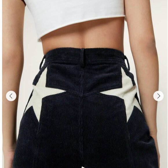 NastyGal Corduroy High Waisted Flared Star Bum Pants Sz 2 - Picture 2 of 5